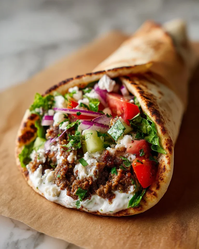 Mediterranean Ground Beef Pita Wrap