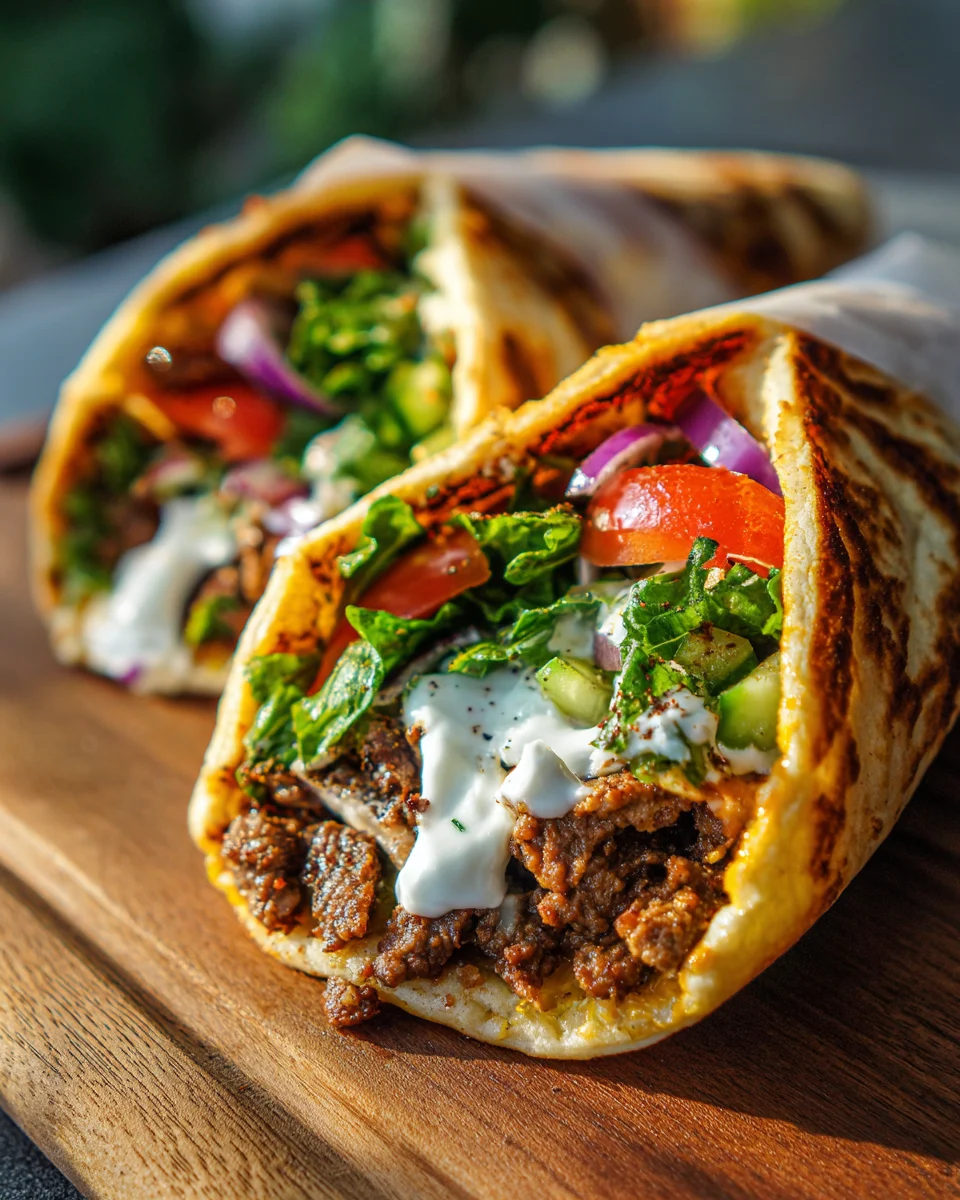 Mediterranean Ground Beef Pita Wrap