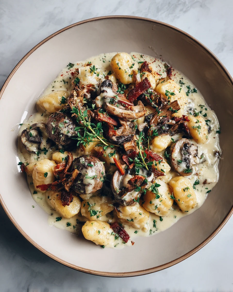 Mushroom Gnocchi in Cream Sauce