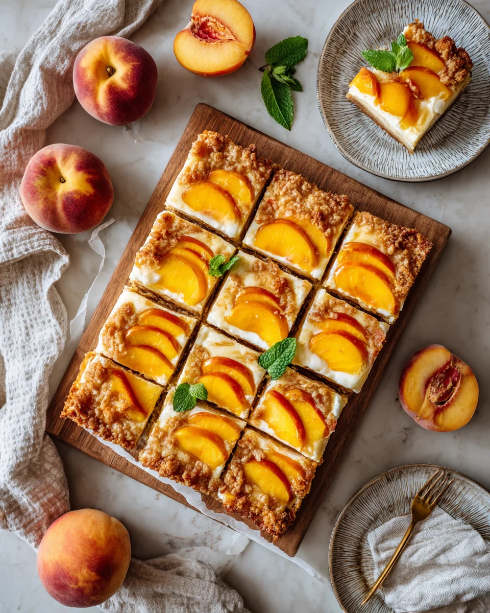 Peach Cobbler Cheesecake Bars
