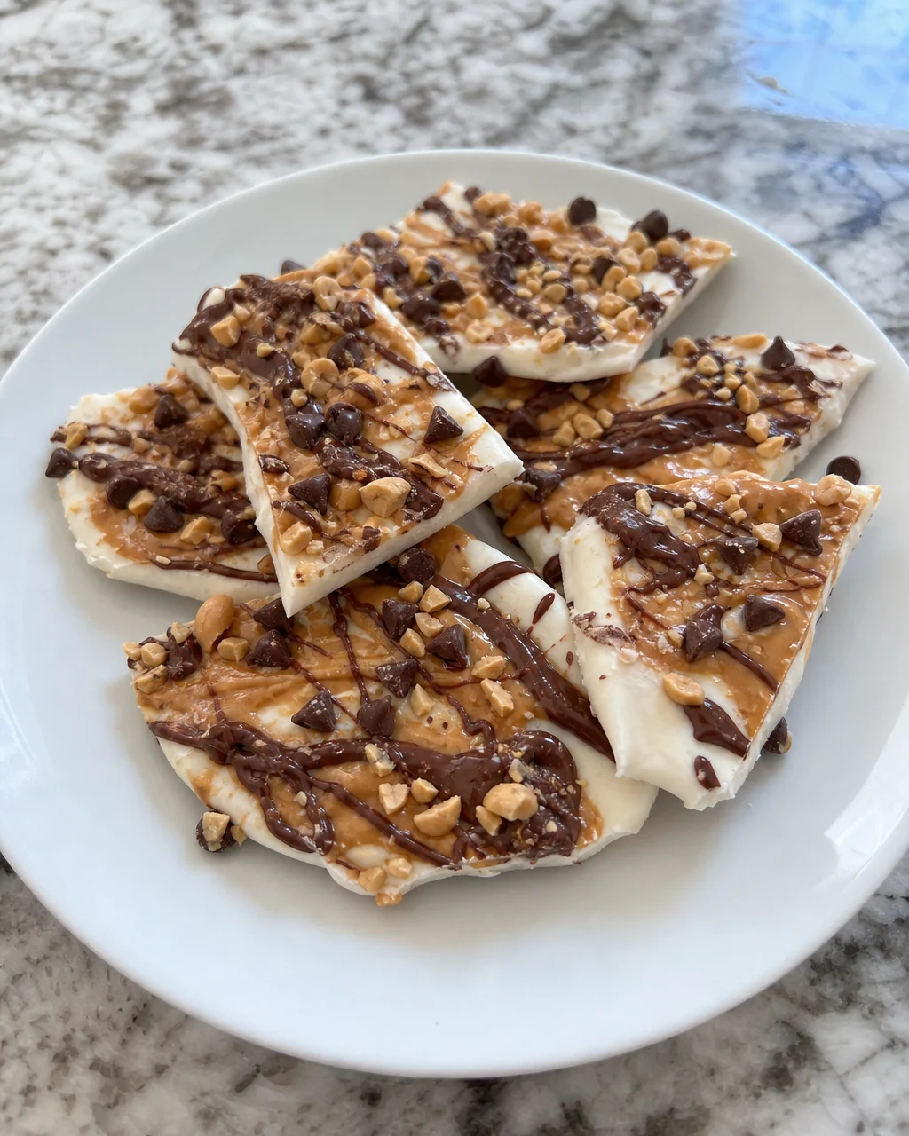 Peanut Butter Chocolate Greek Yogurt Bark