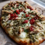 Pesto Chicken Flatbread with Mozzarella