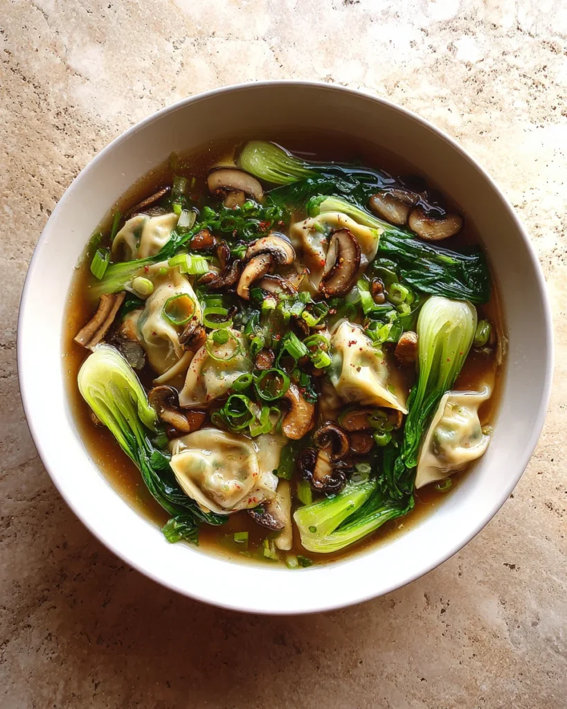 Potsticker Soup With Mushrooms and Bok Choy