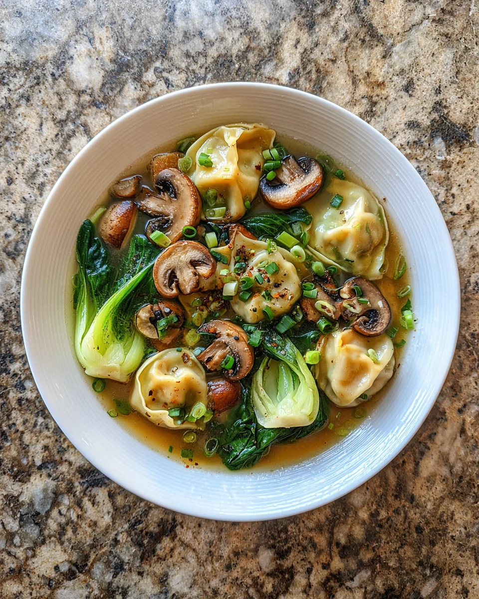 Potsticker Soup With Mushrooms and Bok Choy