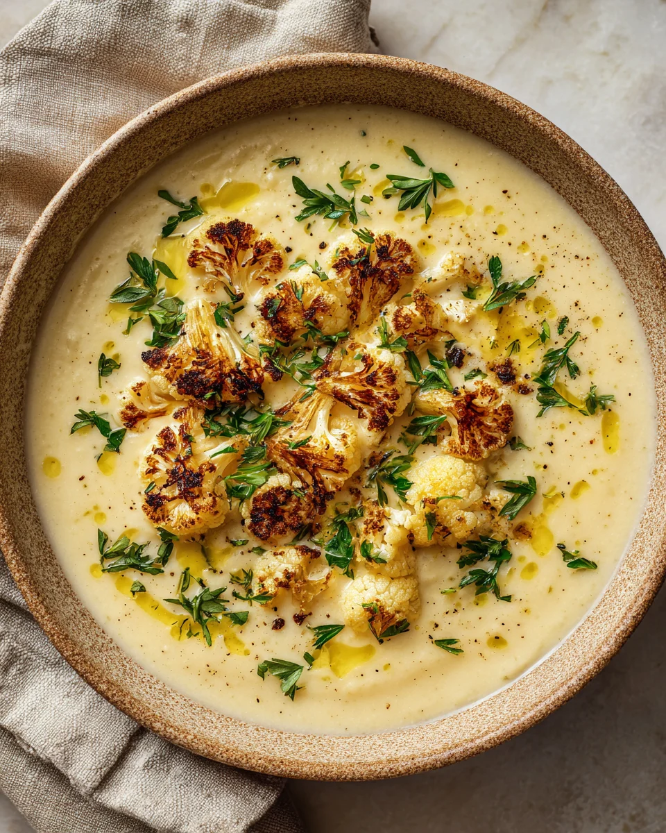Roasted Garlic Cauliflower Soup