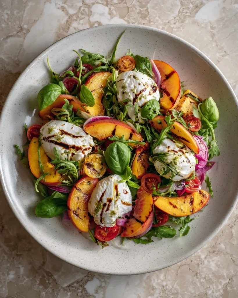 Roasted Peach Salad With Burrata