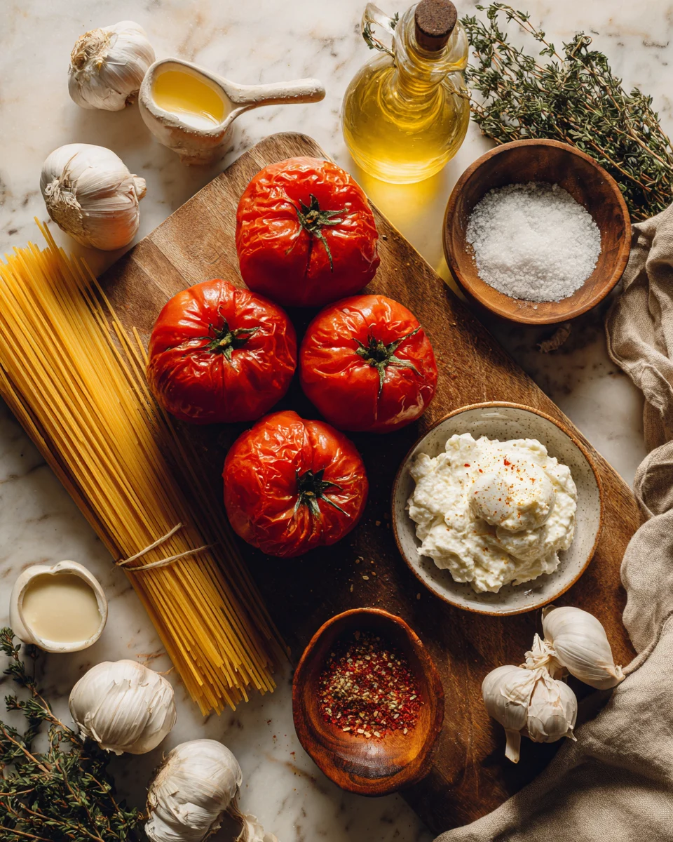 Roasted Tomato and Garlic Ricotta Pasta