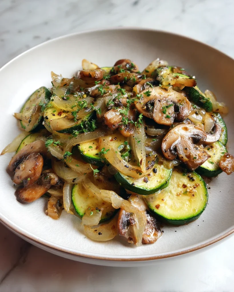 Sauteed Zucchini Mushrooms and Onions