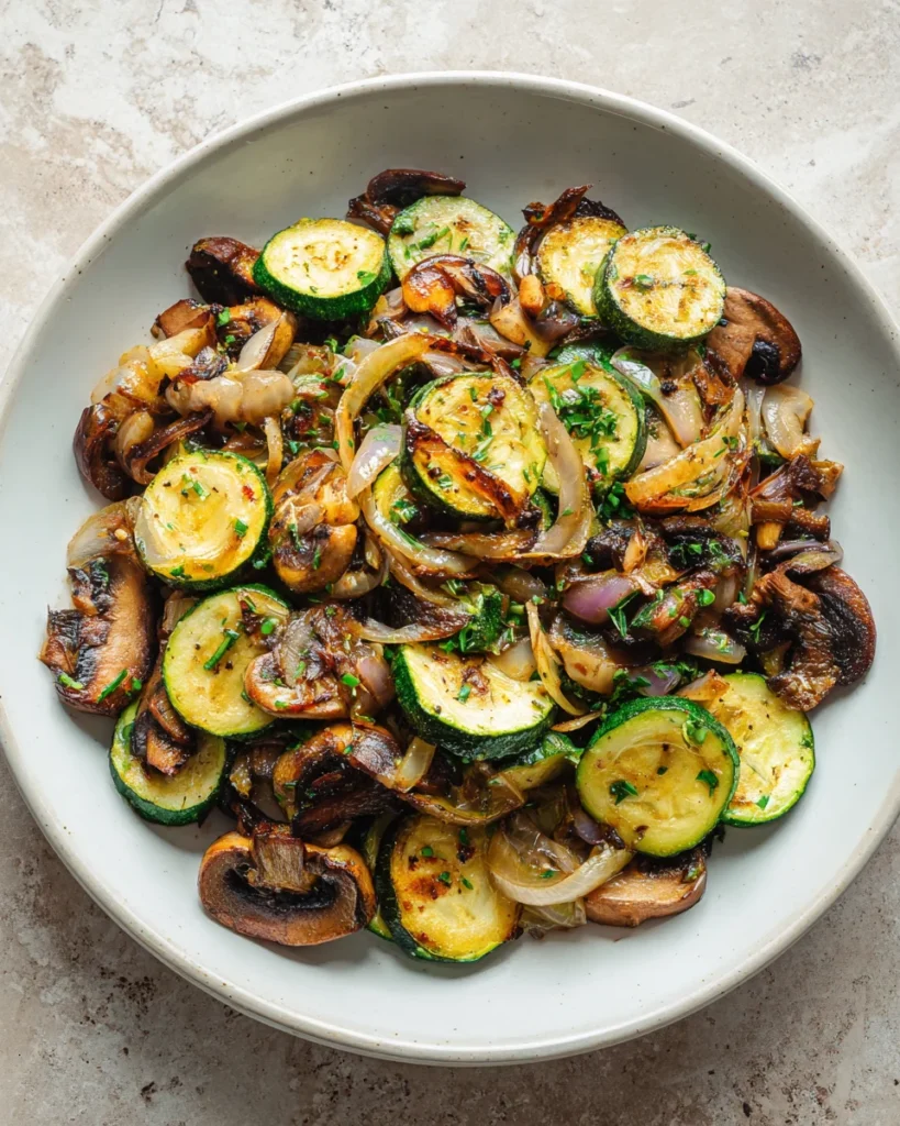 Sauteed Zucchini Mushrooms and Onions