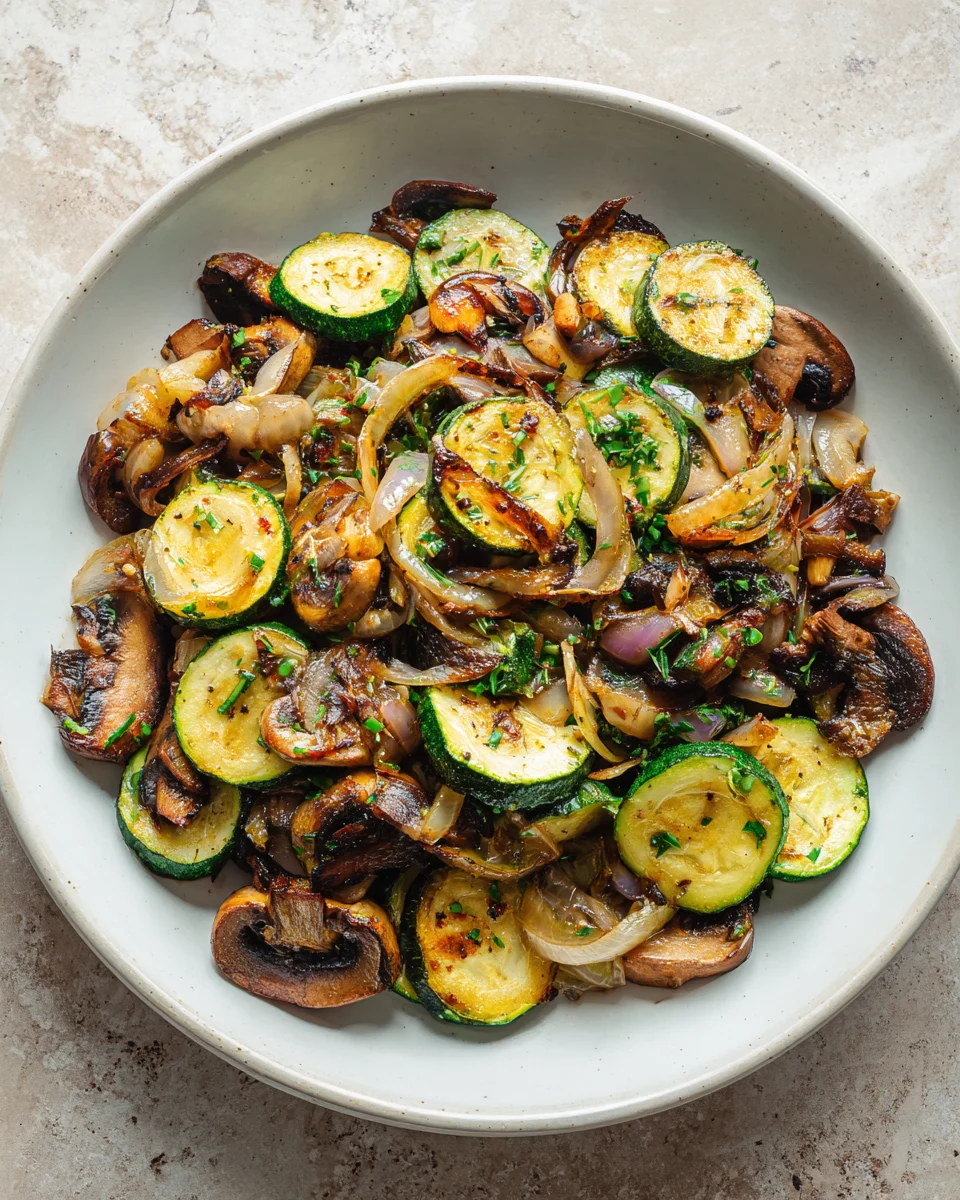 Sauteed Zucchini Mushrooms and Onions