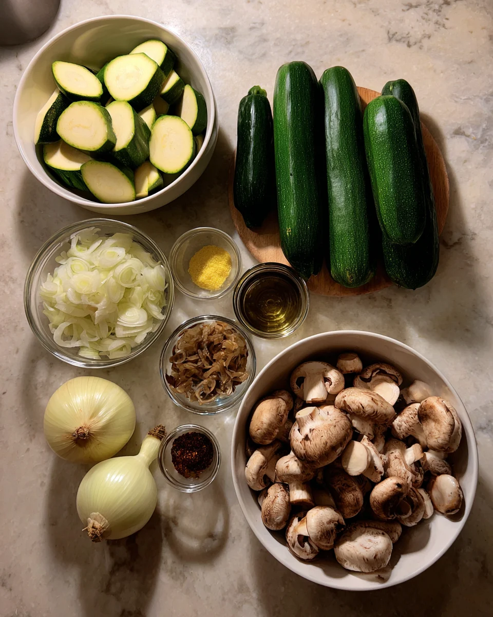 Sauteed Zucchini Mushrooms and Onions
