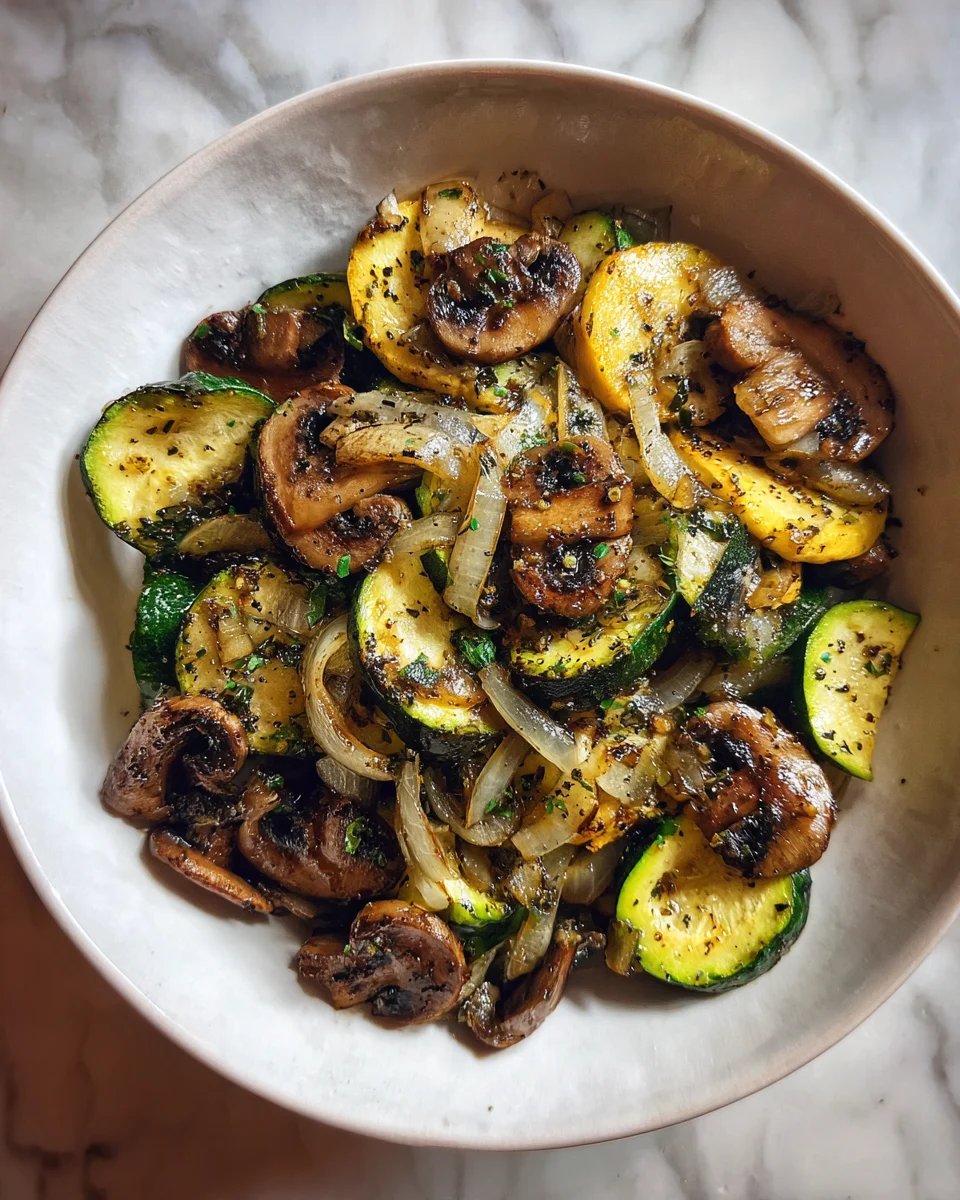 Sauteed Zucchini Mushrooms and Onions