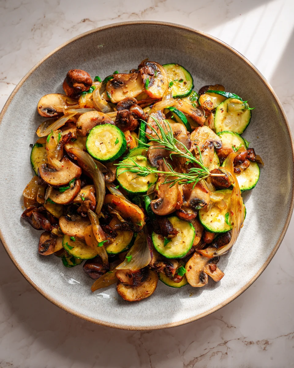 Sauteed Zucchini Mushrooms and Onions