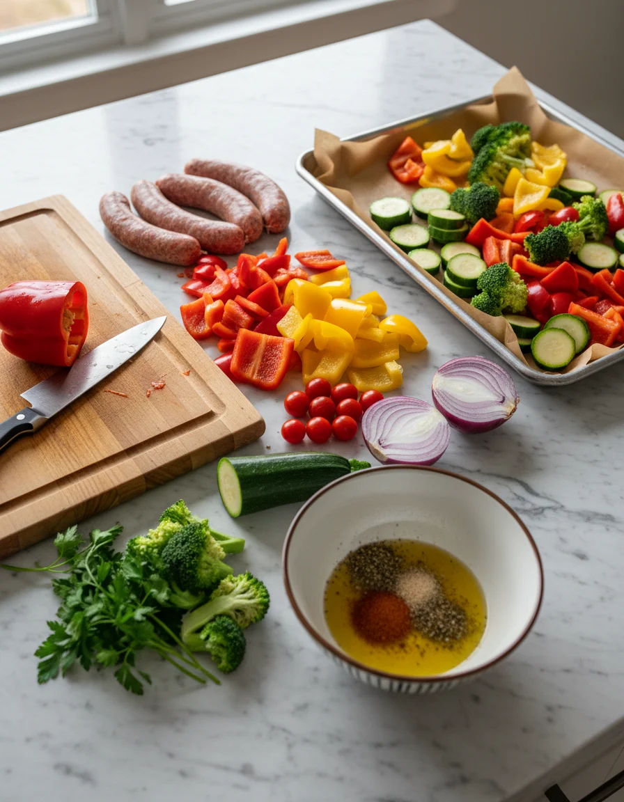Sheet Pan Sausage And Vegetables