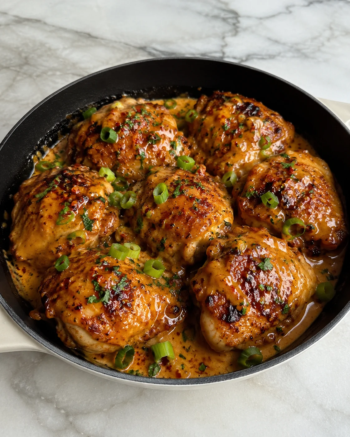 Skillet Bang Bang Chicken Thighs