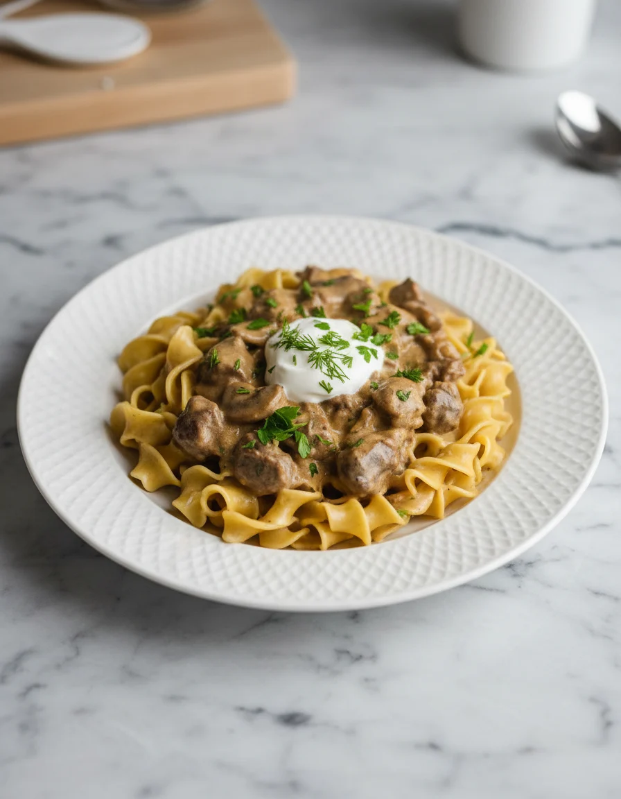 Slow Cooker Beef Stroganoff
