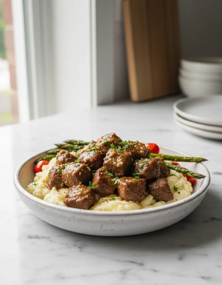 Slow Cooker Garlic Butter Beef Tips