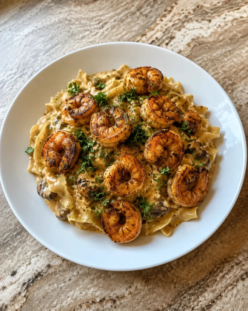 Spicy Blackened Shrimp Stroganoff