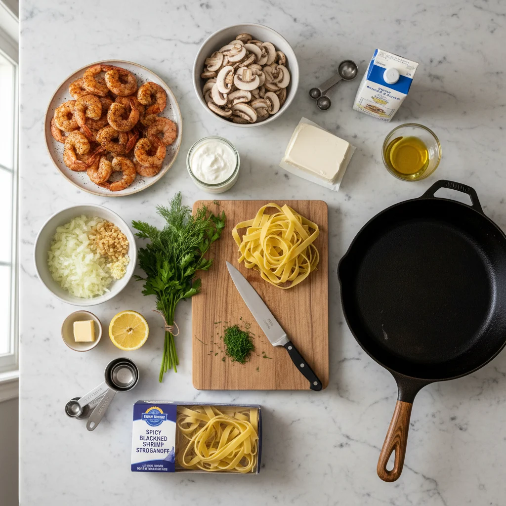 Spicy Blackened Shrimp Stroganoff