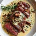 Steak With Bourbon Garlic Cream Sauce