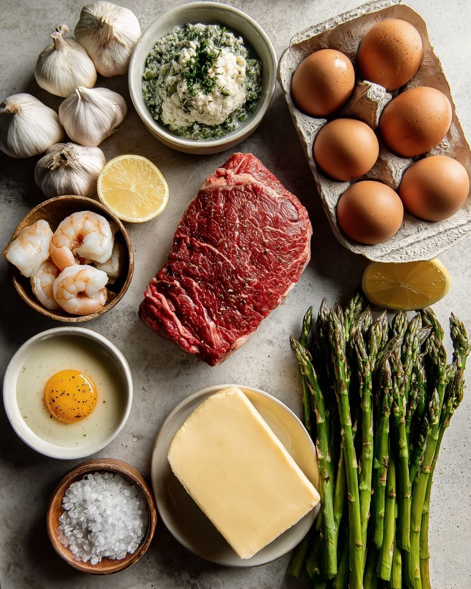 Surf and Turf with Creamy Garlic Sauce