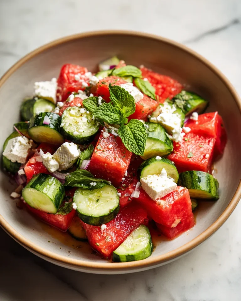 Watermelon Feta Cucumber Salad