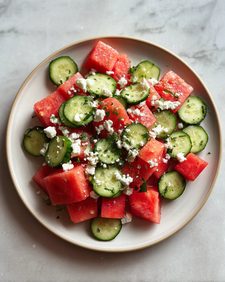 Watermelon Feta Cucumber Salad