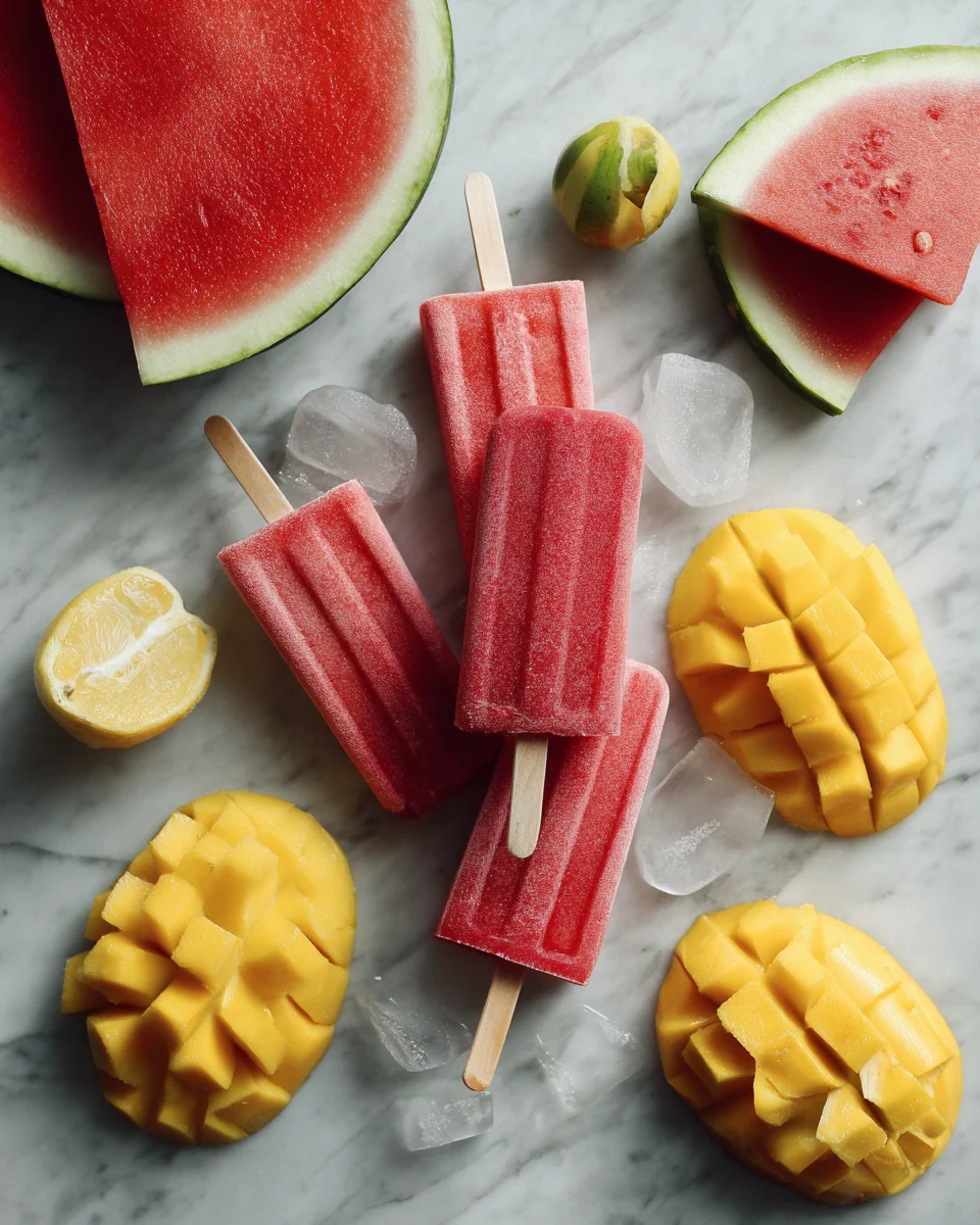 Watermelon Mango Popsicles