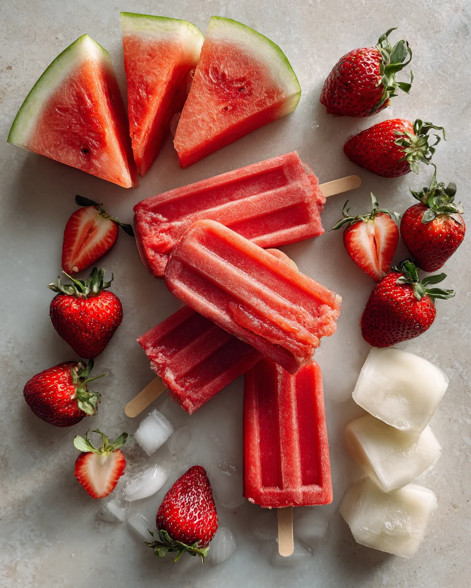Delicious Watermelon Strawberry Ice Pops Recipe