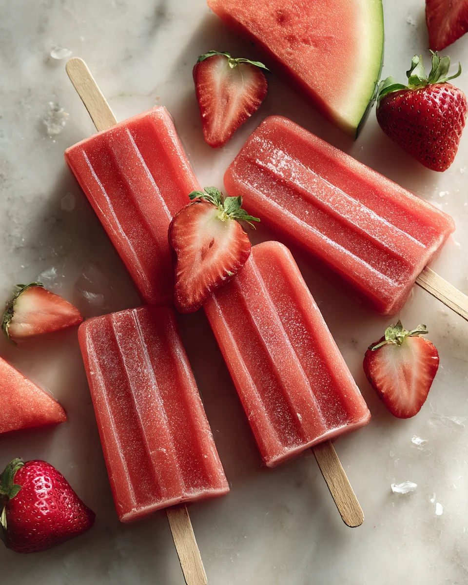 Delicious Watermelon Strawberry Ice Pops Recipe
