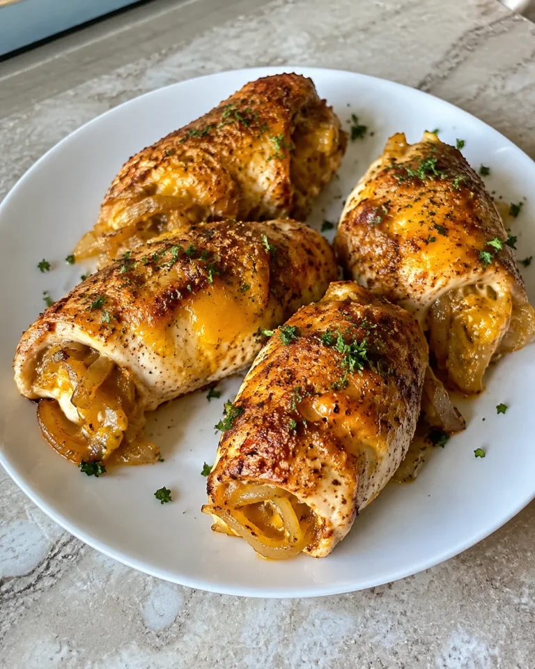 Zesty Chicken and Cheesy Onion Roll-Ups