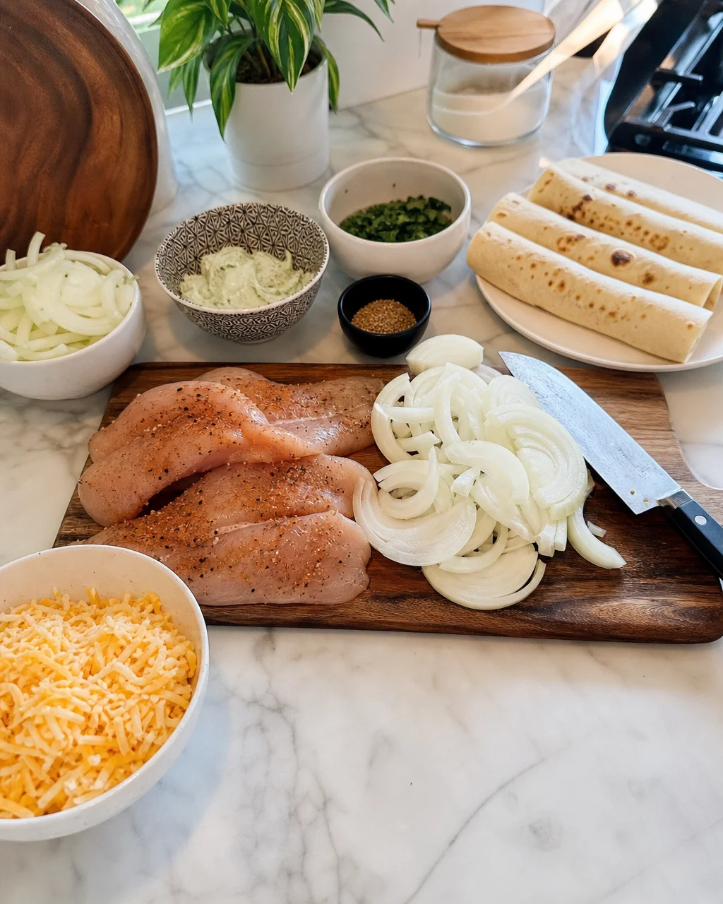 Zesty Chicken and Cheesy Onion Roll-Ups
