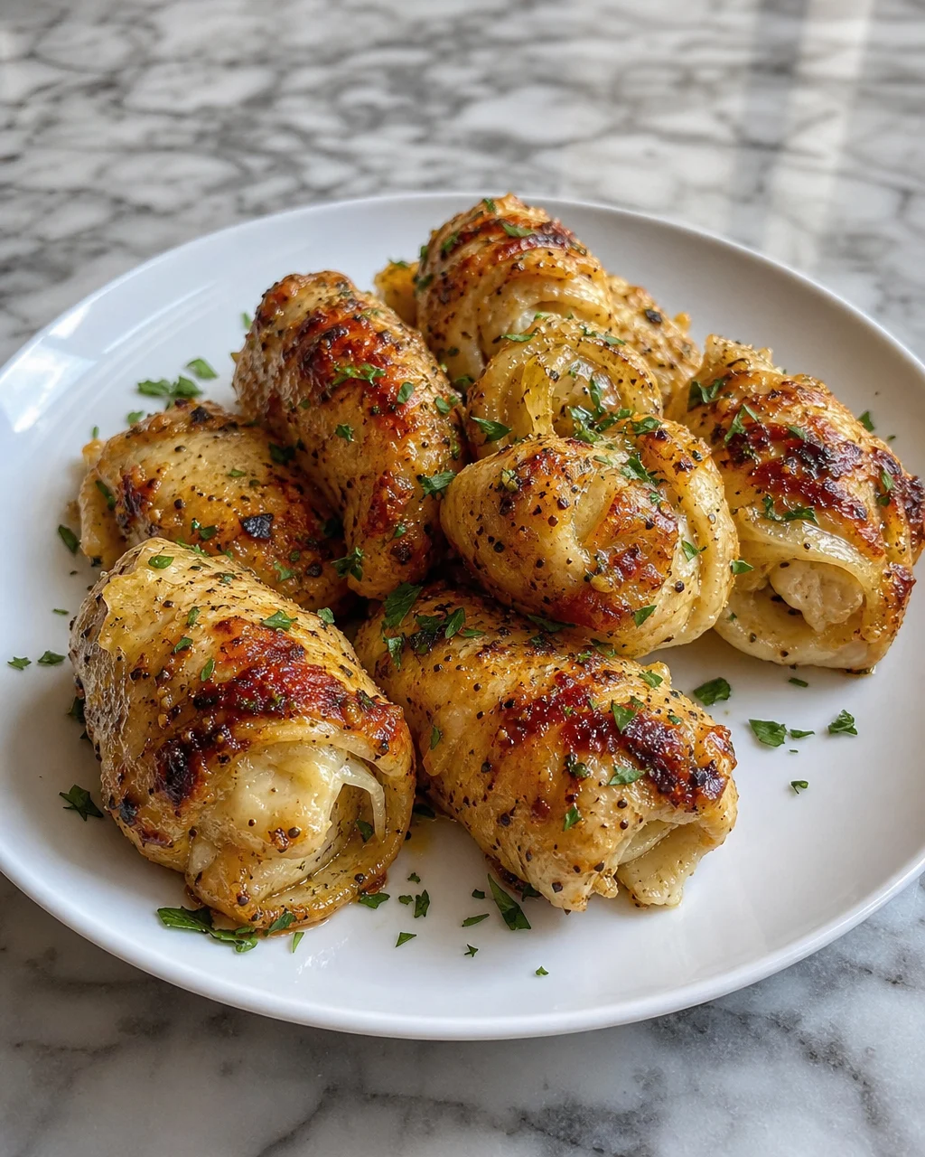 Zesty Chicken and Cheesy Onion Roll-Ups