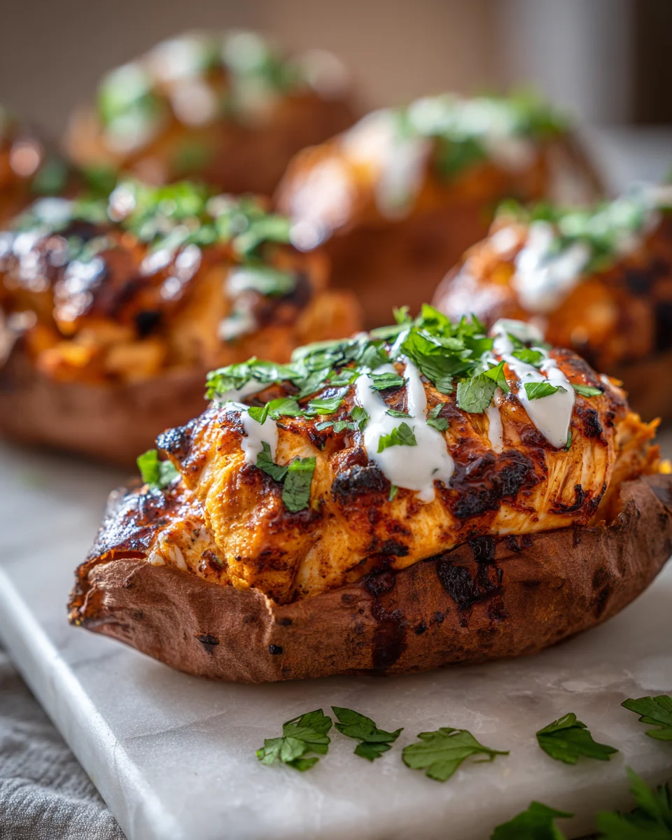 Delicious BBQ Chicken Stuffed Sweet Potatoes