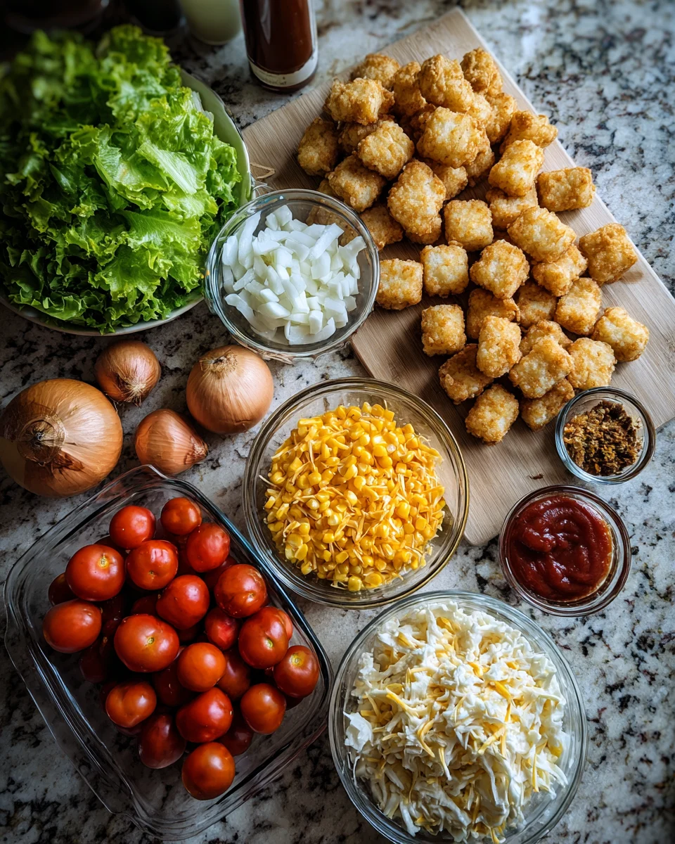 BBQ Ranch Chicken Tater Tot Casserole