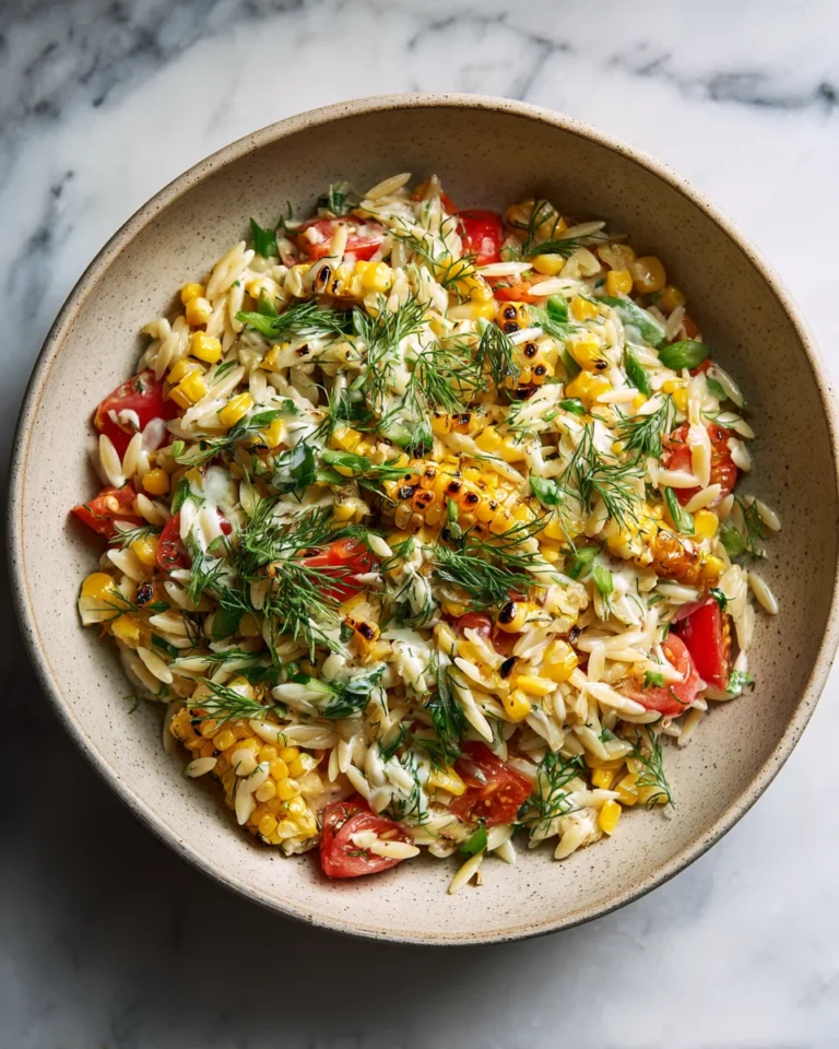 Charred Corn Orzo Salad with Scallion Dill Dressing