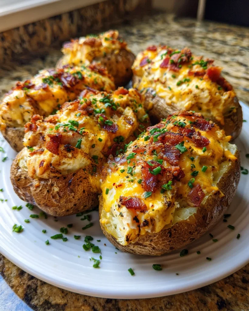 Cheesy Bacon Ranch Chicken Stuffed Potatoes