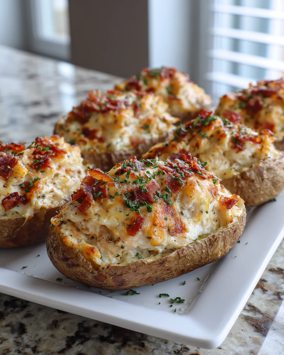 Cheesy Bacon Ranch Chicken Stuffed Potatoes
