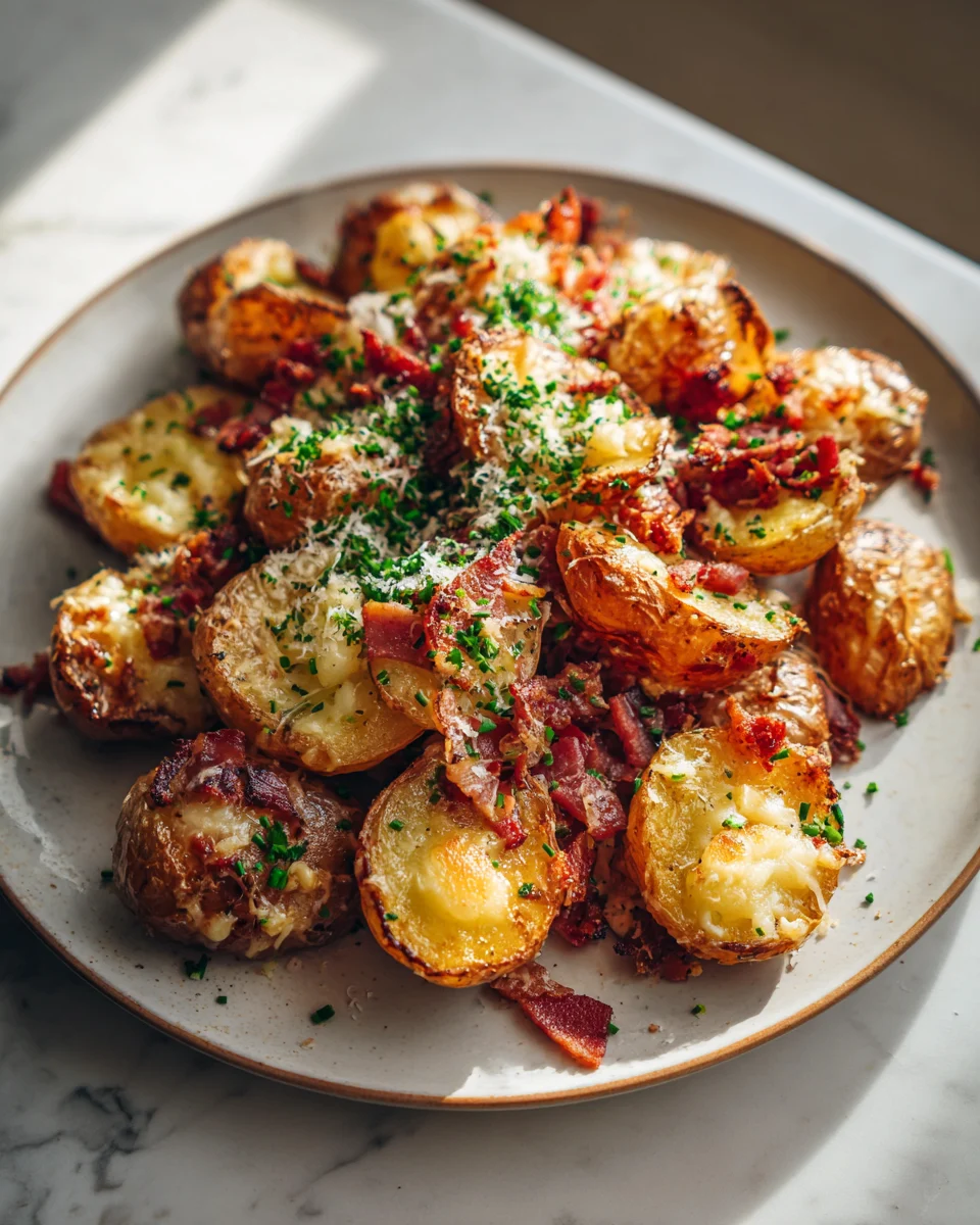 Cheesy Roasted Garlic Bacon Potatoes