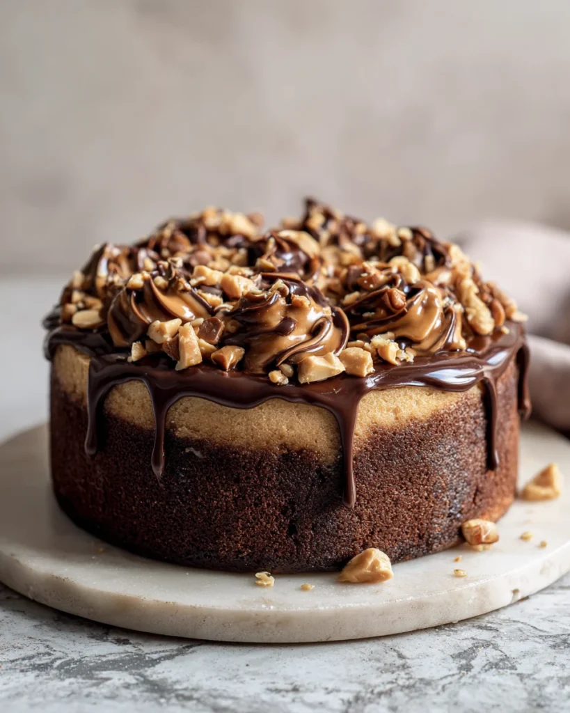 Chocolate Peanut Butter Poke Cake