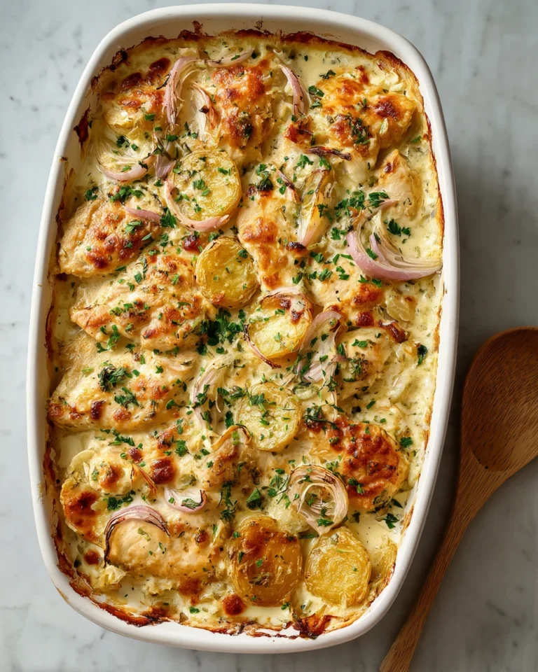 Creamy Garlic Butter Chicken and Potato Bake