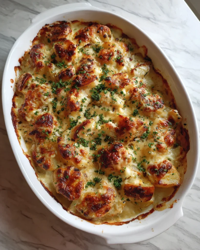 Creamy Garlic Butter Chicken Potato Casserole