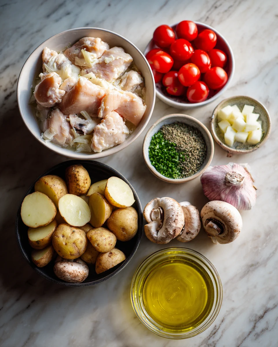 Creamy Garlic Butter Chicken and Potato Bake