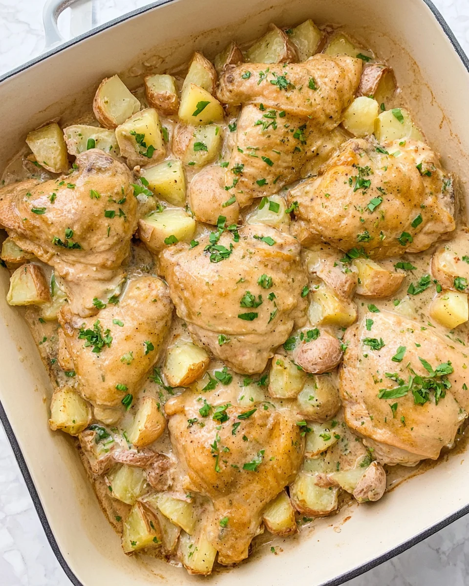 Creamy Garlic Butter Chicken Potato Casserole