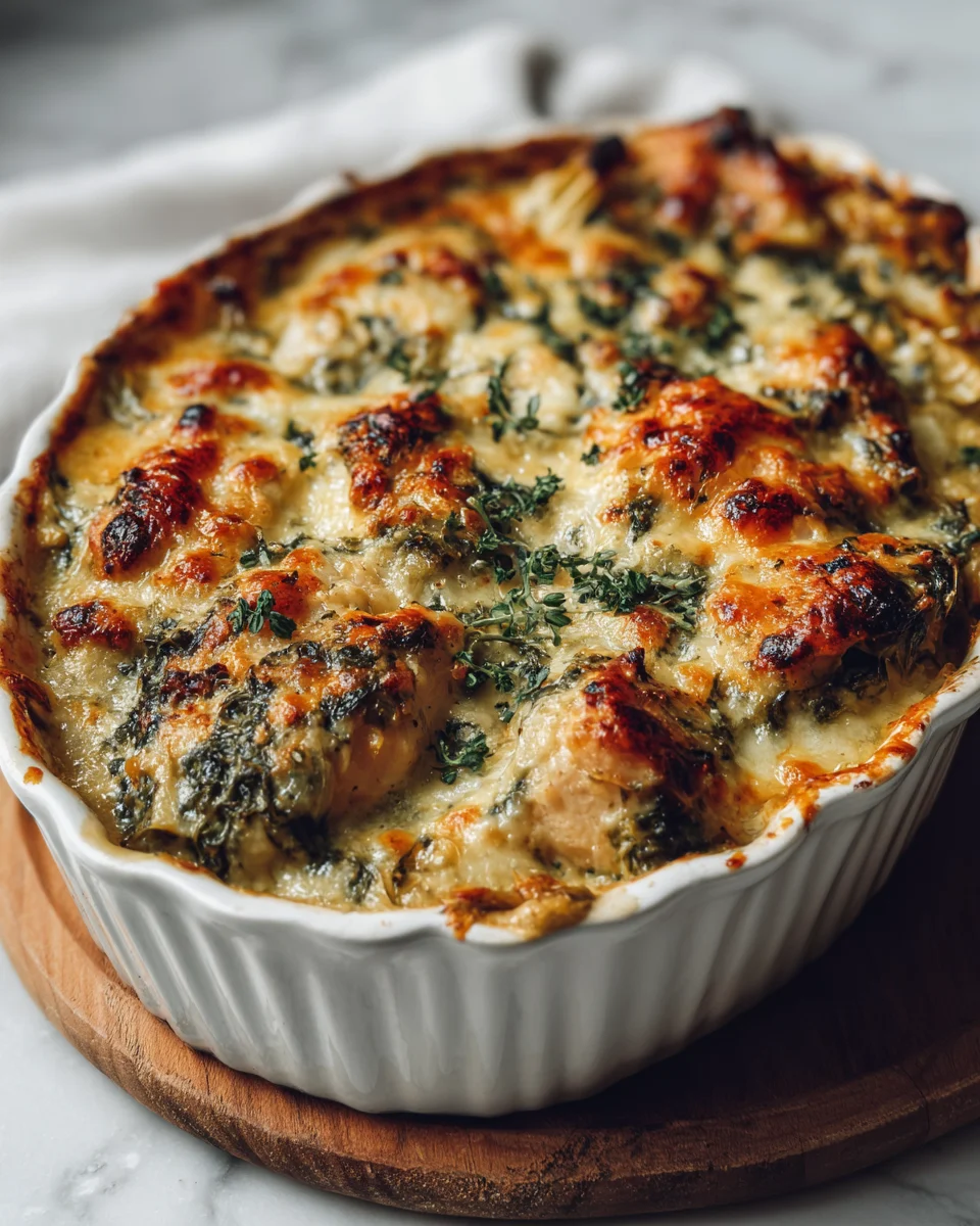Creamy Spinach Artichoke Chicken Bake