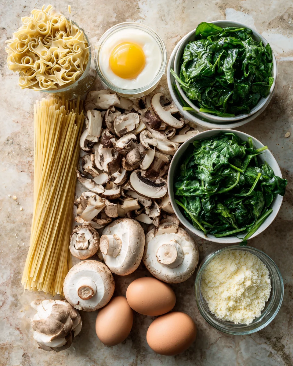 Creamy Spinach Mushroom Linguine