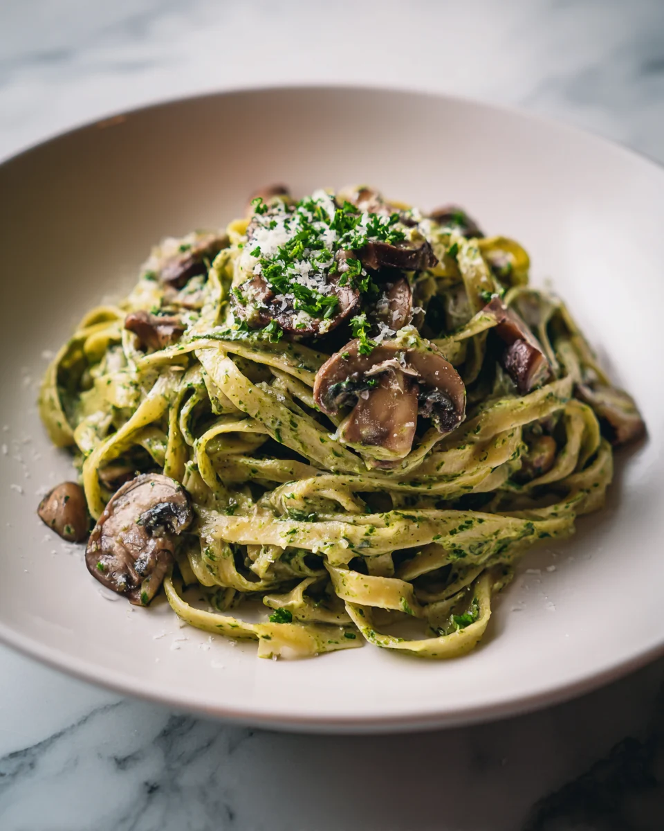 Creamy Spinach Mushroom Linguine