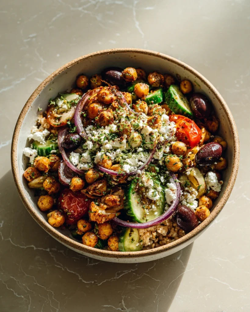 Crispy Chickpea Mediterranean Bowls