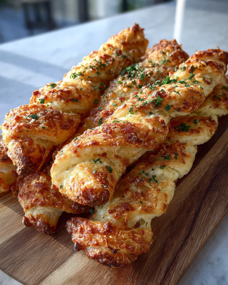 Crispy Garlic Parmesan Bread Twists