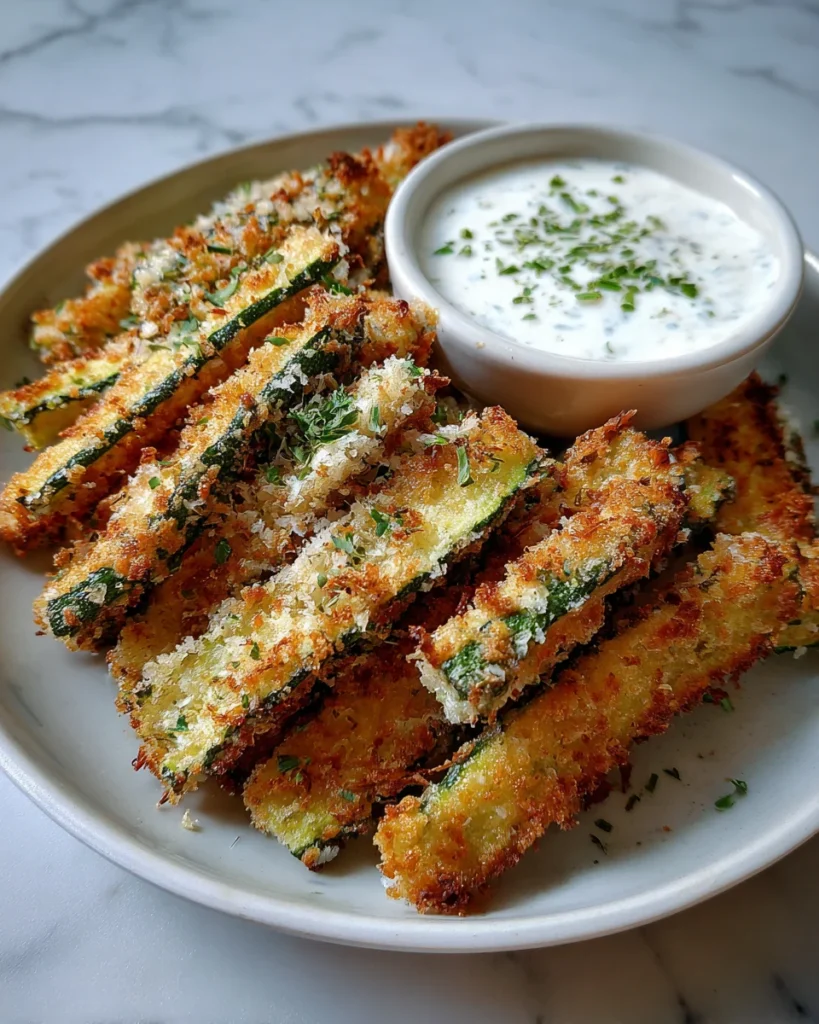 Crispy Parmesan Zucchini Fries with Ranch Dip